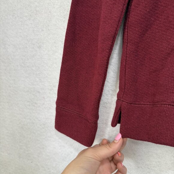 J Crew Sweater Womens XS Red Maroon Wool Blend Cowl Neck Pullover Pockets Cozy - Picture 3 of 11